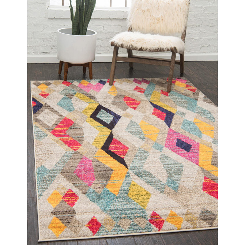 Mistana™ Delane Abstract Pink/Yellow/Blue Area Rug & Reviews Wayfair